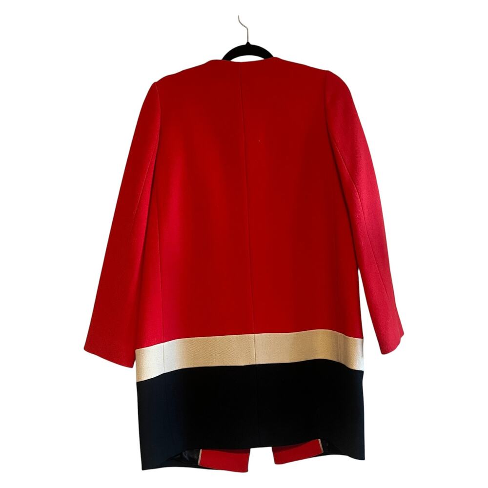 Kate Spade Garby 100% Wool Coat Red Black Ivory Size 4 NWT - Picture 3 of 6